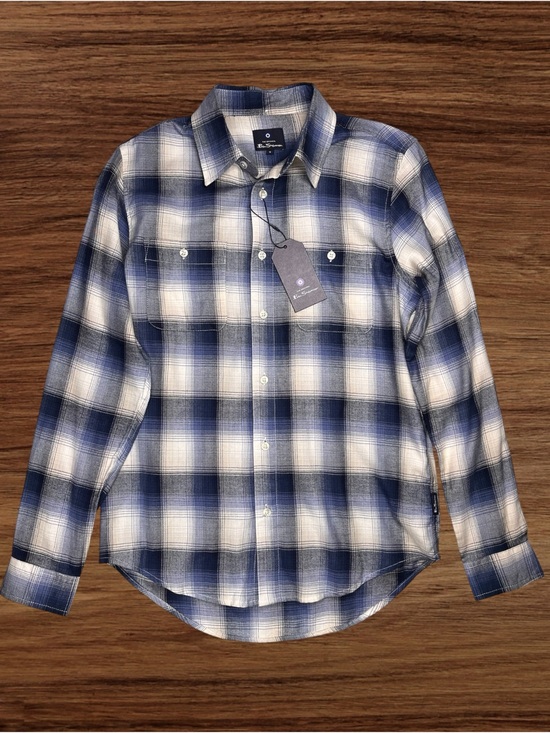 Ben Sherman Other - Ben Sherman Wedgewood Blue White Plaid Light Flannel Casual Button Down. Small.